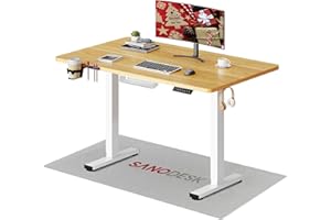 SANODESK Escritorio Elevable Eléctrico con Tablero Completo, Mesa Ajustable en Altura con Sistema Anticolisión, Función de Memoria de 4 Alturas con Gancho y Caja de Almacenamiento, 110x54cm, Arce