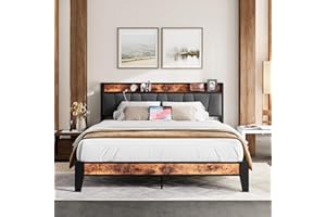 ‎IRONCK IRONCK Bett 160x200 mit Metal Lattenrost, Bettgestell 160x200cm mit Steckdosen, USB-Anschlüsse & Typ-C-Anschlüsse, Metallbett 160x200 mit Gepolstertem Kopfteil & Stauraum, Jugendbett, Doppelbett