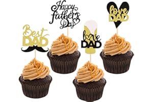 Blumomon Lot de 36 décorations de gâteaux à paillettes Happy Father's Day - Décoration de fête des pères