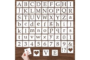 Ouligay Juego de 65plantillas de letras de 5 cm, reutilizables para pintar en madera, pared, tela y pizarra, señalización