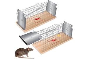 Ulikey 2Pcs Trampas para Ratones, Trampa Ratas Grandes, Trampa Ratones Vivos Reutilizable, Ratonera, Cepos para Ratas del Hogar, Cocina, Garaje, Ideal para La Captura de Ratas (Amarillo)