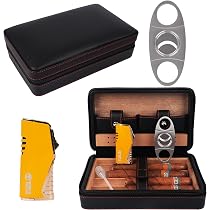 Briquet Cadeau Etui De Voyage Portable Pour 4 Cigares, Coupe-cigare, Humidificateur Pour Cigares Avec Coupe-cigare Et Humidificateur, Cadeau Pour Les Petits Amis, Cadeau D'anniversaire Cadeau Fete Des Peres Briquet