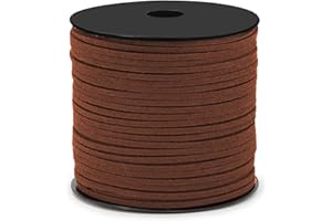 ISIYINER Cuerda de Cuero Gamuza Cordón de Ante para el Collar de la Pulsera Joyas de Abalorios de DIY Hacer Artesanía 3mm*90m (Marron Oscuro)