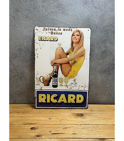 Plaque Décorative Métal étain Ricard – 30x20 Cm – Multicolore – Neuve