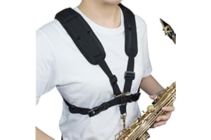 adorence Correa de arnés para saxofón, correa acolchada para el hombro para saxofón/correa de pecho para saxofón, barítono, tenor, alto y bari, para niños y jóvenes, principiantes, talla S