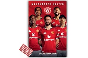 DANILO PROMOTIONS LTD Manchester United Calendar 2026 Official Man U A3 Wall Calendar Football Gift Present with FREE Organising Stickers Included