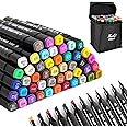 Bennort Dual Tip Colorful Art Markers Sketch Pens 48 Colours with Carrying Case for Painting Sketching Calligraphy Drawing -Brush Markers Twin Head Permanent Colouring Marker Pens for Kids Adult