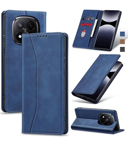 Coque Portefeuille Xiaomi Redmi Note 14 5G - Protection RFID Et Support Magnétique En Cuir PU