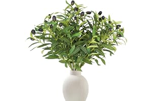 ADORAMOUR 45 cm konstgjorda olivgrenar set med 6, falska olivstjälkar falsk grönska för vas bröllop kök bondgård heminredning