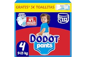 Dodot Baby Pants Diapers, Size 4, 9-15 kg, 132 Diapers, 360° Fit Anti-Leak Diaper, Monthly Pack