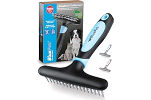 BluePet Peigne Démêlage pour Chien & Chat à Poil Long, Brosse Toilettage pour Enlever Les Nœuds Et Les Poils Morts, Râteau Déméloir + Massage, Étrille de Démêlage, Peigne Démêlante Pour Chiens & Chats