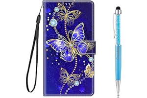 Grandoin for Samsung Galaxy J3 2017 / J330 Case, Creative PU Leather Flip Cover Wallet Case with Magnetic Closure Stand Card Holder ID Slot Folio Soft TPU Bumper Protective Skin (Butterfly 2)
