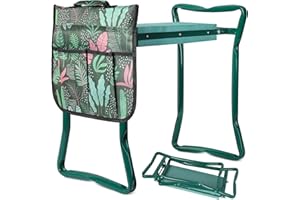 Asgens CREATIVE Garden Kneeler Sturdy Workseat Chair and Folding Garden Bench with Double layer LARGE SIZE Tool Pocket and Soft&Comfortable EVA Kneeling Pad for Gardener&Planting Amateur