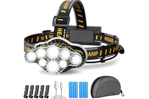 MLIAIMCE Stirnlampe, Superheller Stirnlampe LED Wiederaufladbar 18000 Lumen 8 LED 8 Modi Mit Rotlicht Warnlicht Kopflampe,IPX4 Wasserdicht,Perfekt Für Camping,Fischen,Outdoor,Joggen,Arbeit,Wandern