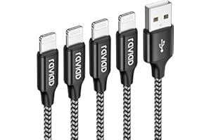 RAVIAD Kabel do ładowania iPhone'a, kabel Lightning [4 sztuki 0,3 m + 1 m + 2 m + 3 m], nylonowy kabel do ładowania do iPhone 13/13Pro Max/12/12Pro Max/11/1 Pro/XS/XS Max/XR/X/8/8 Plus/7/7 Plus/6s/6/5s/SE 2020, czarny