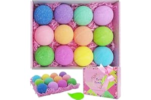 BOENFU Badebomben Geschenkset, 12er Badekugeln mit Natürlichen ätherischen Ölen, Handgefertigte Bath Bomb Geschenk Set für Freundinnen Mütter Frauen Mädchen