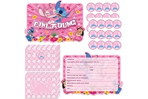 ZYZYZK Lahe Pink Einladungskarten Kindergeburtstag, Einladungskarten Geburtstagseinladungen Geburtstagsparty für Mädchen Rosa Cartoons Birthday Party Einladungen Themenpartys (20 Stück)