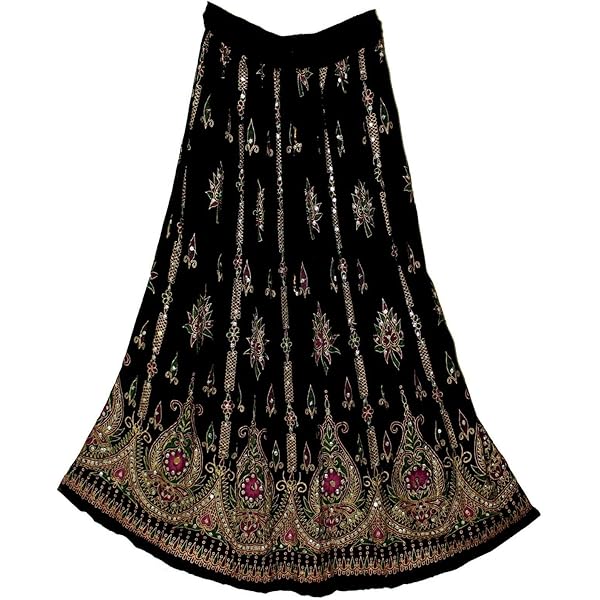 Fashion of India Lange Boheemse maxi-rok voor dames, zigeuner, hippie, boho, chique stijl, Paars en Blauw, Regular