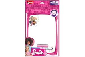 Maped - Kit Ardoise Blanche Barbie - Souple Incassable - 1 Ardoise Effaçable + 1 Porte-accessoires + 1 Brosse + 1 Feutre - Double Faces