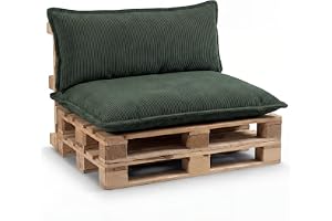 Gutekissen Set med kuddar för europeiska lastpallar, stoppade med PLL granulerat skumgummi (grön, set (sittdyna 120 x 80 cm + ryggstöd 120 x 40 cm)