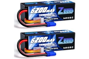 Zeee 4S Lipo Batterie 6200mAh 14,8V 80C 4S Coque Dure Batterie avec connecteur EC5 pour FPV Racing Drones Vélo de Route Quadcopters RC Evader BX Auto Car Truck LKW Truggy RC Hobby (2 Paquets)