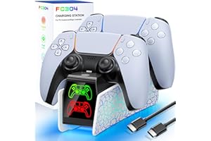 GAMSINGY Ladestation für PS5 Controller, Ladestation für PlayStation 5 /Dualsense Wireless/Edge Controller mit 2Std Schnelllade/LED Ladeanzeige