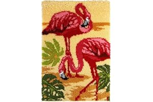 SKTWOE Knüpfen Set Flamingo Tapisserie Teppich Selber Knüpfen Knüpfteppich Zum Selber Knüpfen DIY Knüpfteppich Für Kinder Erwachsene Oder Anfänger Knüpf-Sets DIY Handarbeit Latch Hook Kit 52Cmx38cm