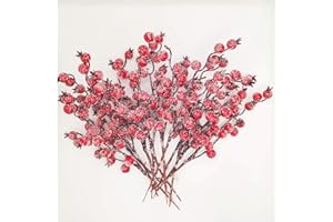 ‎MIRRWIN Künstliche Beeren Fake Mini Rot Holly Künstlicher Beerenzweig rote Kunst Zweig Beeren für Weihnachten,Hochzeit,Handwerk und Heimornamente 12 Stück