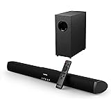 Sound Bar with Subwoofers, Saiyin Sound Bars for TV Ultra Slim 24 Inch Wired & Wireless Bluetooth 5.0 Connection, 2.1 Channel