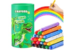 JYPS Washable Crayons for Toddlers, 24 Colors Silky Crayons Set with Dinosaurs Pen Holder, Non-Toxic Safe for Children Ages 1-3, Art Supplies Coloring Set for 4-12 Girls/Boys Gifts