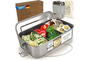 Dimono® Lunchbox Brotdose 1400ml Auslaufsichere Bento-Box Brotzeit-Dose aus Edelstahl; Wasserdichte Nachhaltige Dose mit Fächer & Dichtungen