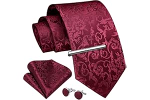 Enlision Krawaty Paisley dla mężczyzn formalny krawat ślubny klasyczny kwiatowy tkane żakardowe spinki do mankietów z klipsem do krawata zestaw