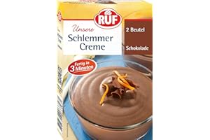 ‎RUF RUF Schlemmercreme Schokolade, schnelle Zubereitung ohne Kochen, lockeres Creme-Dessert mit feinem Schokoladengeschmack, glutenfrei, 10 x 2 Beutel