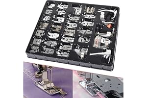 ONEVER Sewing Machine Foot - 32Pcs Domestic Rolled Hem Foot Sewing Machine Feet Invisible Zipper Foot Sewing Machine Accessories for Janome Brother Singer Babylock Kenmore and Low Shank Sewing Machines