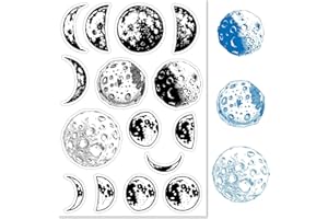 CRASPIRE Vintage Moon Phase Clear Rubber Stamp Retro Lunar Transparent Silicone Seals Stamp for Journaling Card Making DIY Scrapbooking Handmade Photo Album Notebook Decor 6.3 x 4.3inch