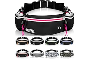 STEEL Ceinture Running Hydratation Course a Pied, Sac Banane Porte Gourde, Bouteille accessoires Etanche Réfléchissant pour Trail Jogging Footing Randonnée Vélo, Cadeau Homme Femme Smartphone iPhone Samsung