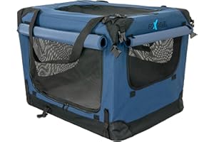 Foxdevil by xonic® Faltbare Hundebox/Katzenbox für kleine, mittelgroße und große Tiere - Hundetransportbox Auto und Zuhause - Transportbox Hund - Hundebox Auto Kofferraum (Blau, S)
