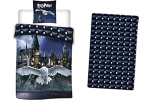 AYMAX Harry Potter 3-Piece Bedding Set, 100% Polyester, Duvet Cover 140 x 200 cm + Pillowcase 63 x 63 cm + Matching Fitted Sheet 90 x 190 cm