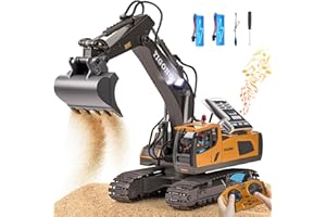 maysida Ferngesteuerter Bagger Spielzeug mit Licht & Sound für Jungen 3-12 Jahre, 2,4 GHz RC Bagger mit Metallschaufel & 680°Drehung für Kinder, Jungen Geschenk für Geburtstag/Weihnachten