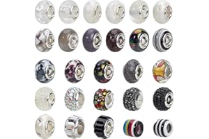 NBEADS 54pz Perline Europee in Stile Misto e Colori, Grandi Perline in Acrilico con Strass per Fai da Te, Artigianato, Bracciali, Collane, Gioielli