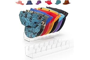 VBNZBK 2 soportes para gorras de acrílico, soporte para gorras de béisbol, organizador de sombreros de acrílico, organizador de gorras, ofrece espacio para 14 gorras de béisbol, sin instalación, para