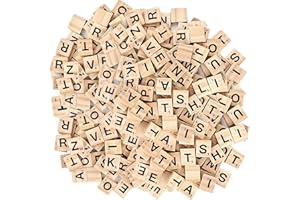 NLONLL 400 Pièces Lettres en Bois Puzzle Alphabets A à Z Tuiles de Lettre en Bois Artisanat avec Numéros pour Travaux Manuels, Orthographe, Cadeau, étude, à l'artisanat