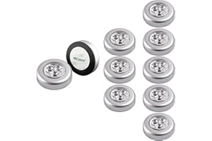 SOAIY Luce adesiva a batteria Luci Armadio Luce notturna con 3AAA Batterie Risparmio energetico Leggerissimo per Cucina, Corridoio, Scale, Camere per bambini, Garage (10 pz)