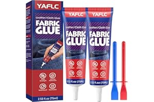 YAFLC Colle Textile 75mlx2, Colle Tissu Extra Forte pour Réparation, Adhésif Textile pour Tissus, Cuir, Nylon, Toile, Denim