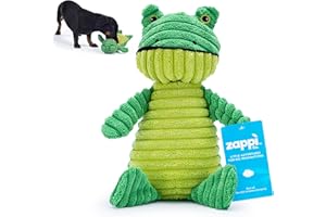 Zappi Co Rana Verde de Peluche con chirriador: Suave, Acanalada, Juguete Interactivo para Perros pequeños y medianos.