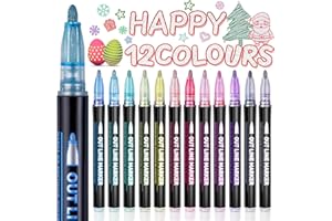 Lenski Stocking Fillers Kids, Stocking Stuffers for Teen Gifts for Teenage Girls Birthday Presents, 12 Glitter Pens Outline Marker Pens, Gifts for 4-13 Year Old Girls, Colouring Pens