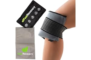 FEEL RECOVERY Poche de Glace en Gel Genou & Jambes (28x17 cm) - Compresse Chaud Froid Réutilisable - Soulager la Douleur: Tendon Rotulien, Arthrose, Ligamentaire - Sac Gel Glace avec Sangles Élastiques