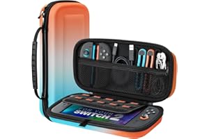 TiMOVO Funda para Nintendo Switch 2, Funda Rígida Portátil para Switch 2, Funda de Transporte para 10 Tarjetas de Juego y Adaptador, Funda de Viaje para Accesorios de Switch 2, Naranja Gradiente