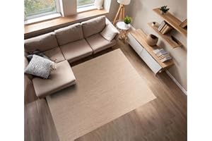 STORESBASIC Alfombra Vinilica Antideslizante, Lavable y Resistente a Manchas, Tejido Trenzado y Sin Pelo, Alfombra de Vinilo Interiores y Exteriores, Beige 120x180