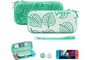 JINGDU Carrying Case for Nintendo Switch, NS 2017 Leaf Storage Bag， Protective Portable Hard Shell Travel Cover Bag with Game Card Slots for Switch NS Games & Accessories,Leaf